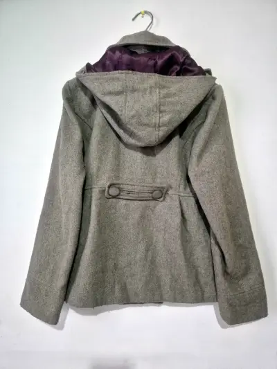 Abrigo lana con capucha gris - miniatura 2