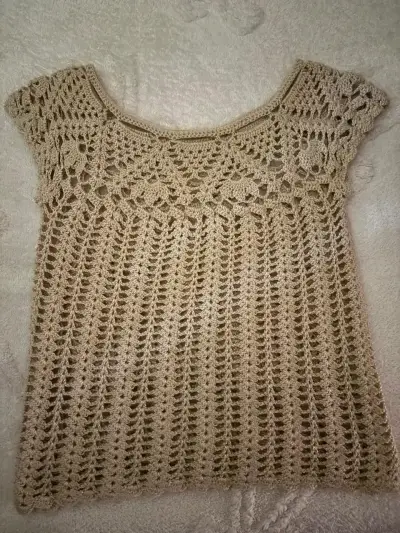 Chaleco tejido beige - miniatura 1