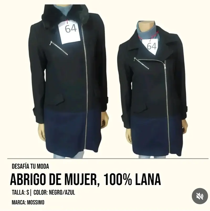 Abrigo mujer Mossimo lana negro