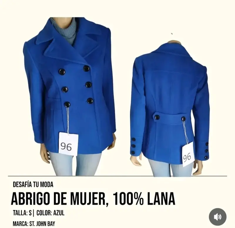 Abrigo azul de lana mujer