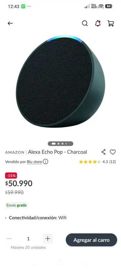 Parlante inteligente Alexa Echo Pop - miniatura 1