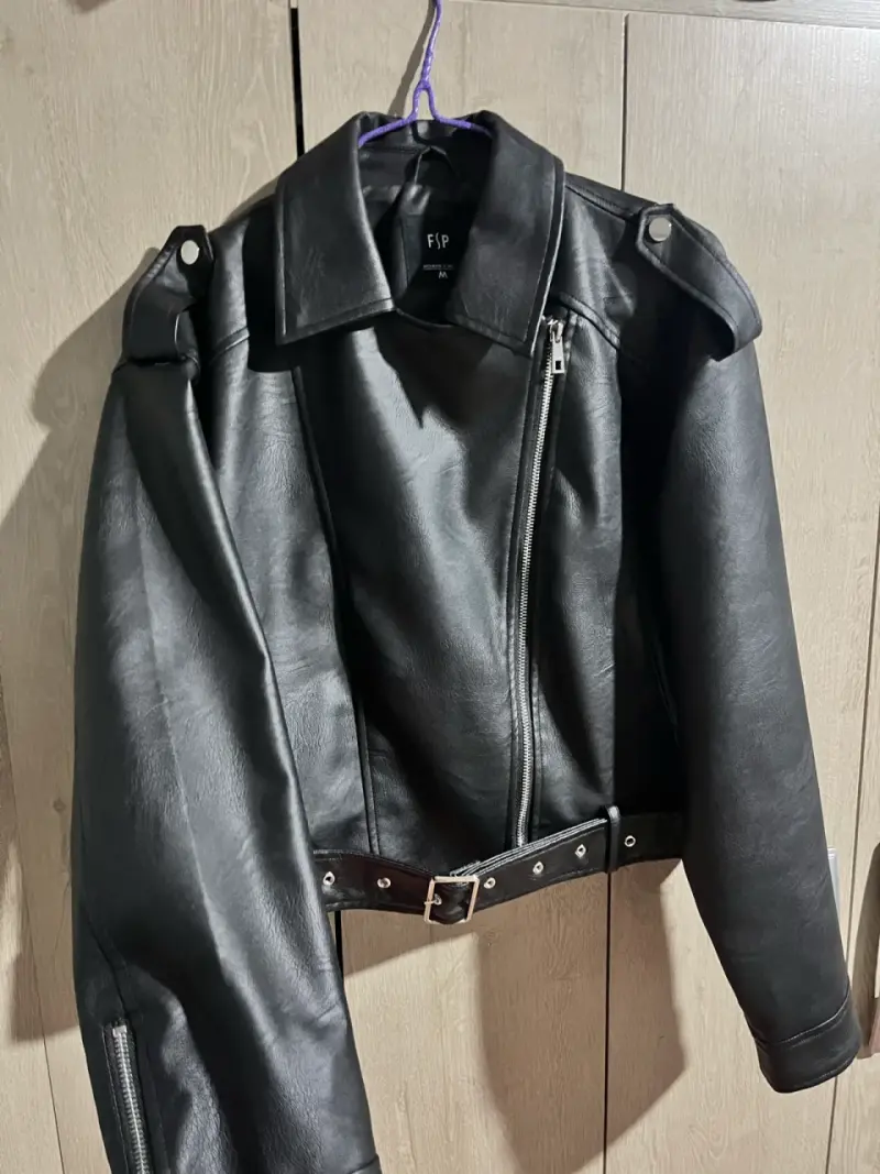 Chaqueta de cuero negra FSJ - 2