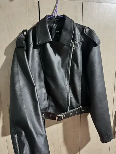 Chaqueta de cuero negra FSJ - miniatura 2