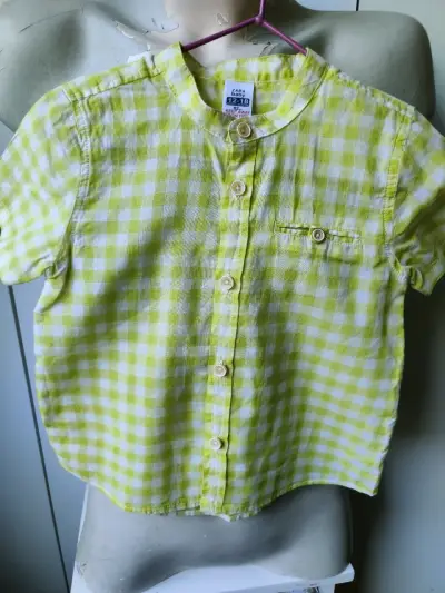 Camisa bebé cuadros verde - miniatura 1