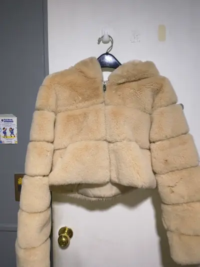 Chaqueta de piel beige - miniatura 1