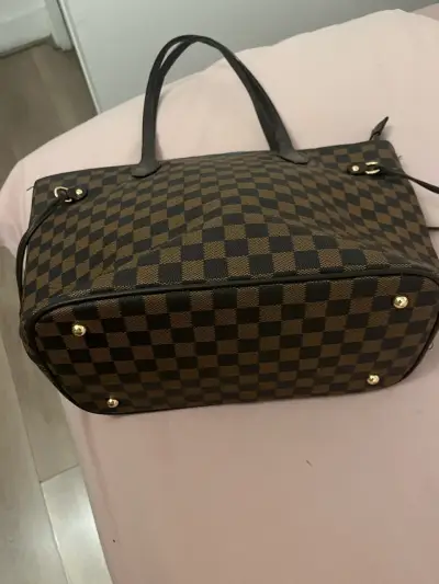 Tote grande   de cuadros marrón y negro - miniatura 2