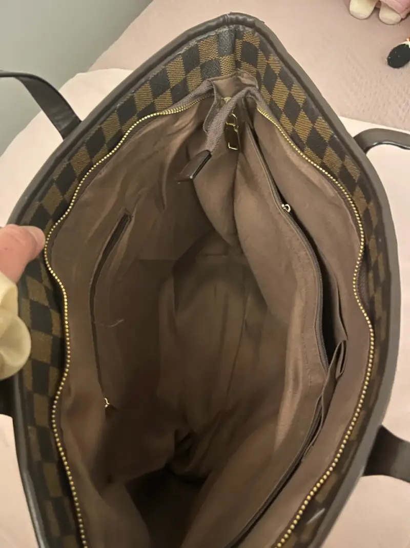 Tote grande   de cuadros marrón y negro - 4