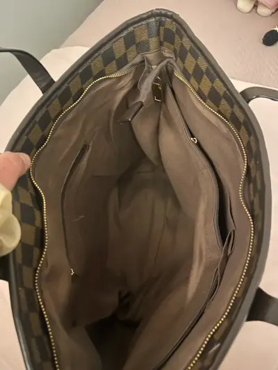 Tote grande   de cuadros marrón y negro - miniatura 4