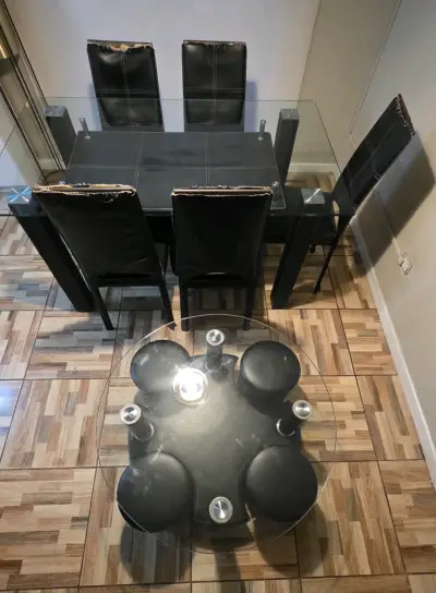 Juego de comedor con mesa de vidrio - miniatura 4
