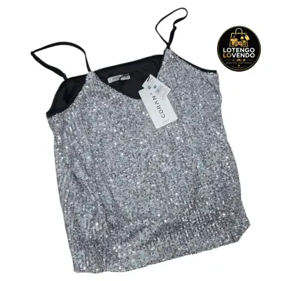 Blusa de lentejuelas plateada - miniatura 1