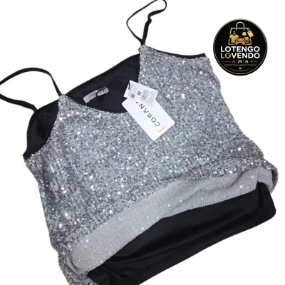 Blusa de lentejuelas plateada - miniatura 4
