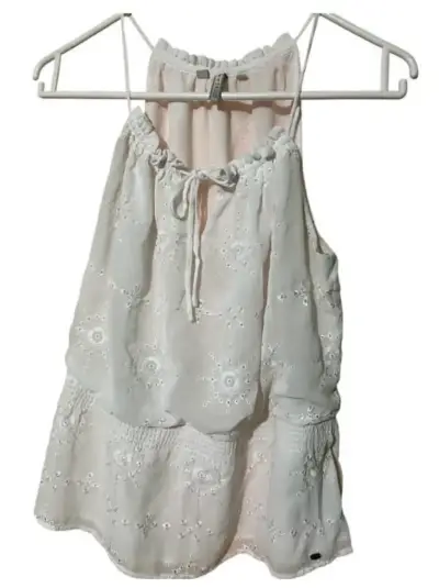 Blusa blanca guess bordada encaje - miniatura 1