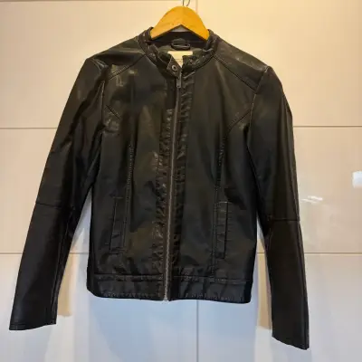 Chaqueta de cuero sintético negro mujer - miniatura 1