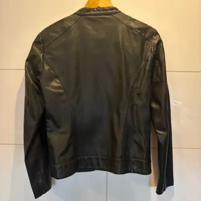 Chaqueta de cuero sintético negro mujer - miniatura 2