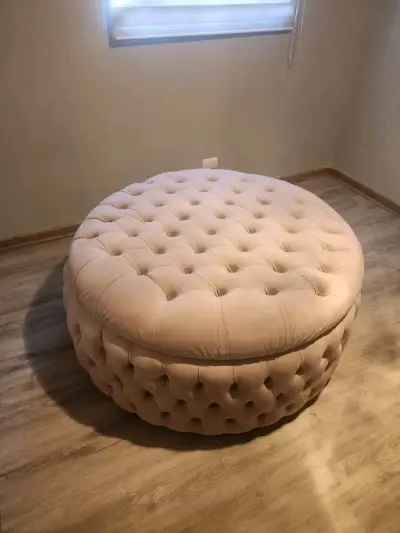 Puff beige redondo - miniatura 1
