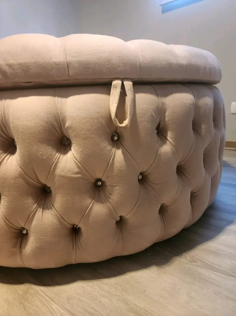 Puff beige redondo - 2
