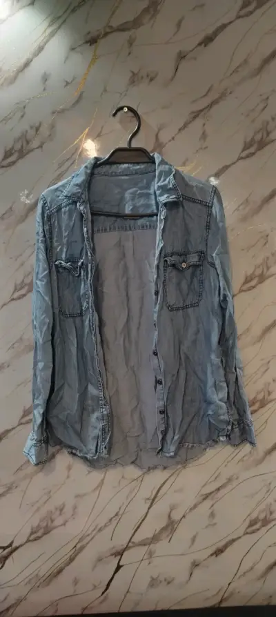 Camisa de mezclilla azul mujer - miniatura 1