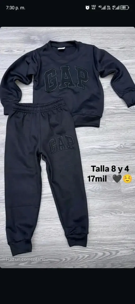 Conjunto deportivo GAP negro para niños