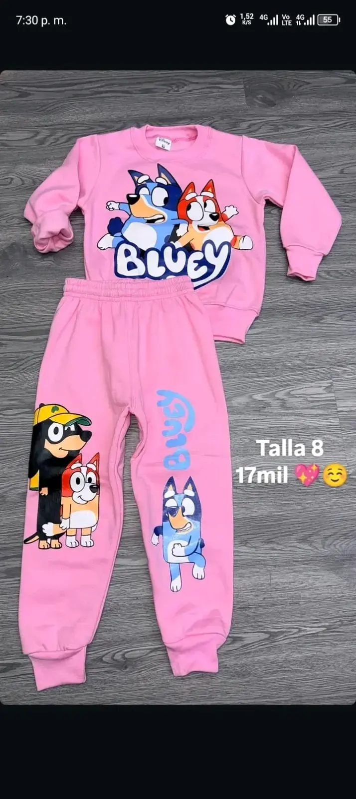 Conjunto infantil Bluey rosado