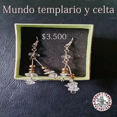 Aros colgantes azul y negro - miniatura 2