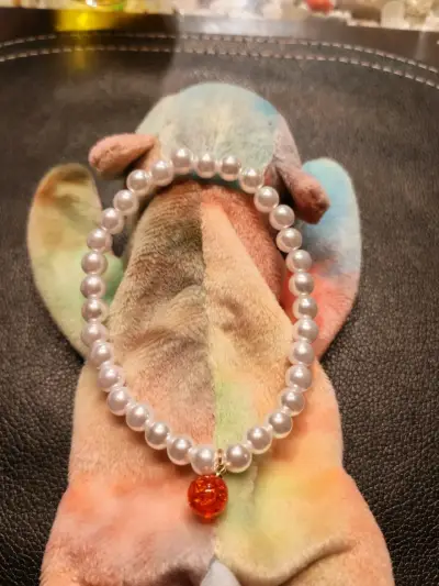 Collar de perlas con dije naranja - miniatura 1