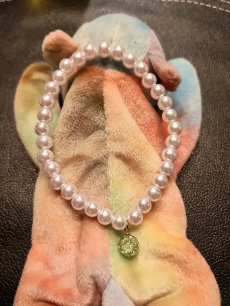 Collar de perlas con dije naranja - 2