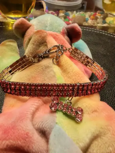 Collar de cristales rosa para perro - miniatura 1