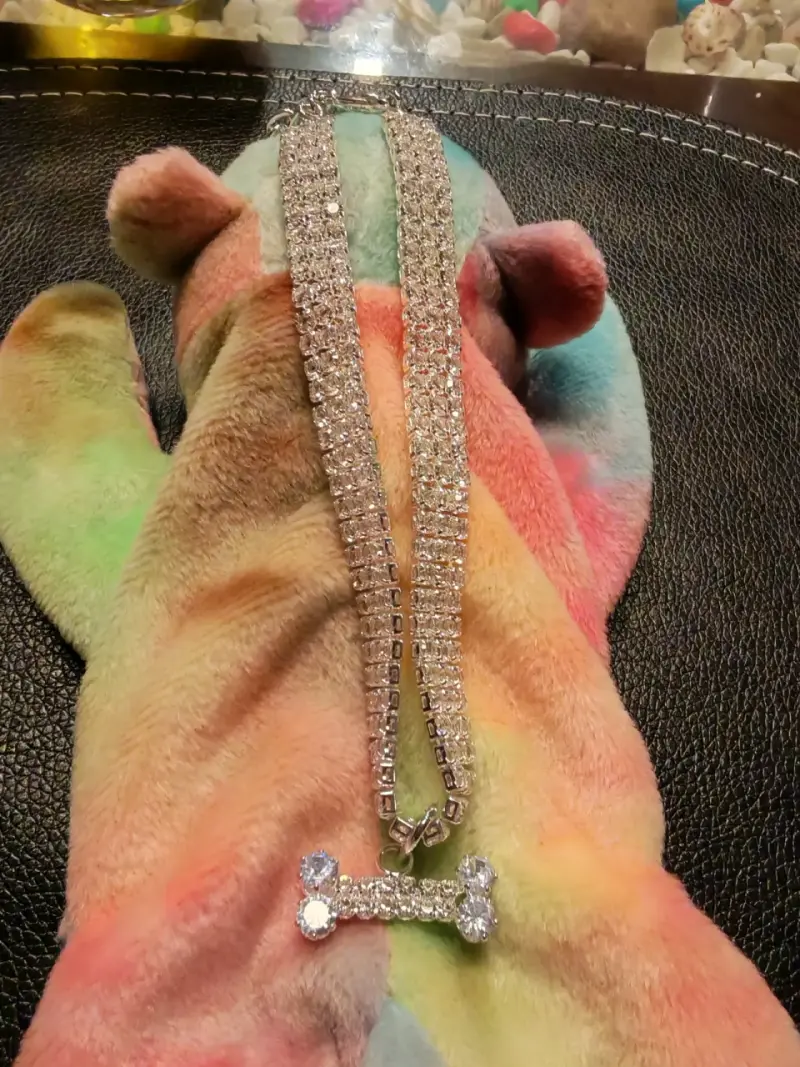 Collar de cristales rosa para perro - 2
