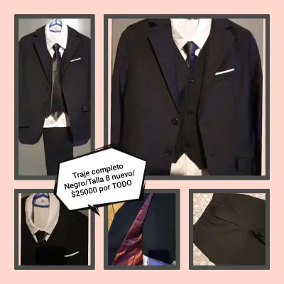 Traje completo niño negro nuevo - miniatura 1