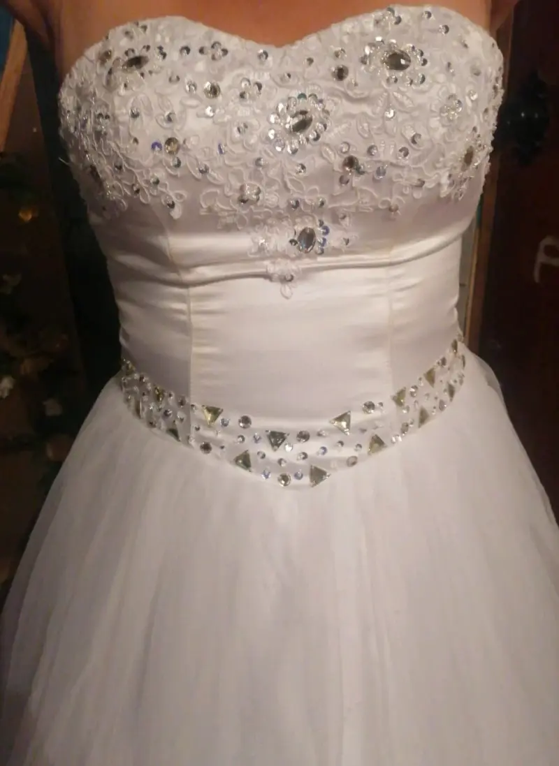 Vestido de novia blanco más falso y zapatos - 2