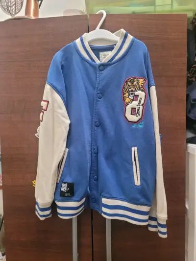 Chaqueta bomber azul y blanca - miniatura 1