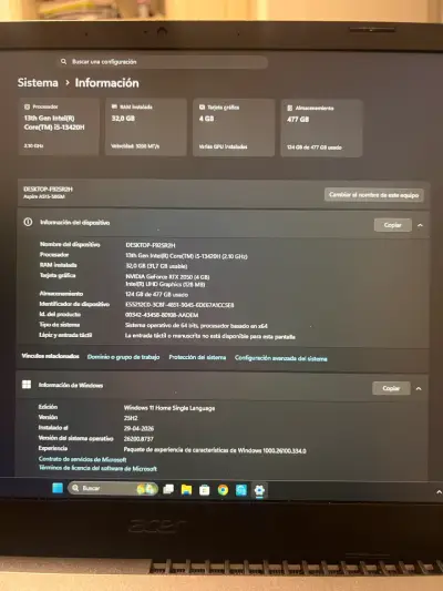 Laptop Acer Gamer - miniatura 2