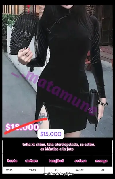 Vestido negro estilo Qipao. - miniatura 3