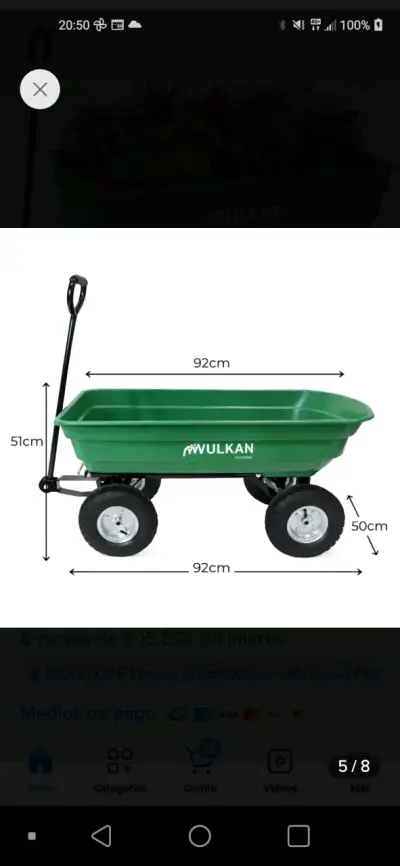 Carro de jardín Vulkan verde - miniatura 3