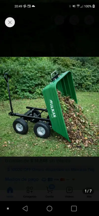 Carro de jardín Vulkan verde - miniatura 5