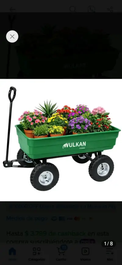 Carro de jardín Vulkan verde - miniatura 6