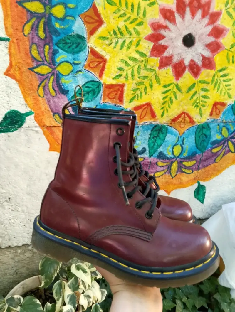 Botas de cuero burdeo - 2