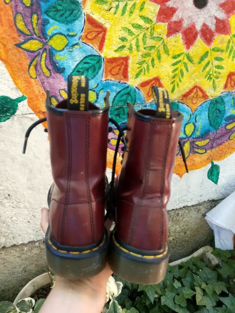 Botas de cuero burdeo - 4