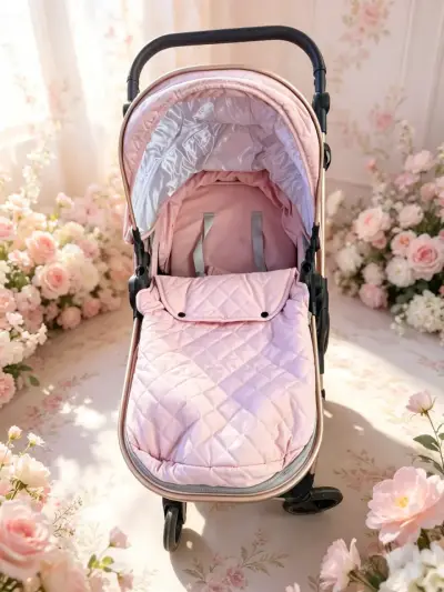 Coche de bebé rosa elegante - miniatura 2