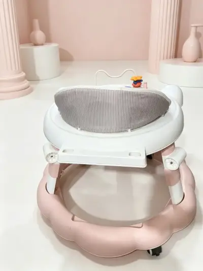 Andador de bebé rosado y blanco - miniatura 3