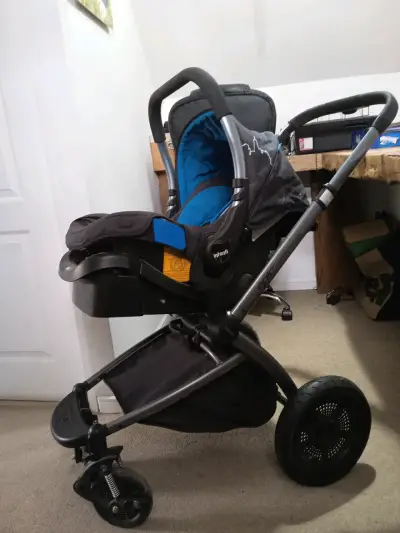 Coche Infantil de bebé gris y azul - miniatura 3