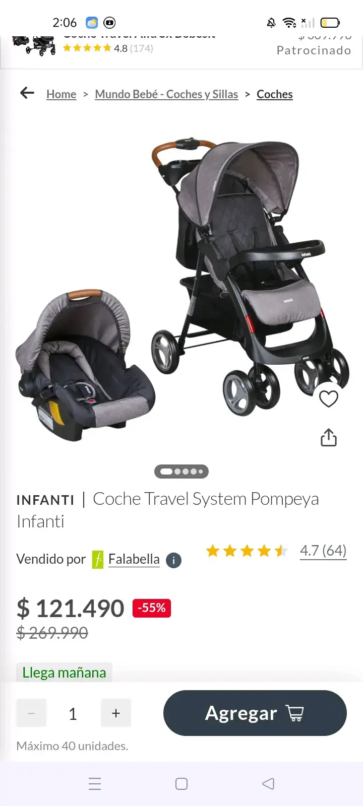 Coche Infanti azul con portabebé - 6