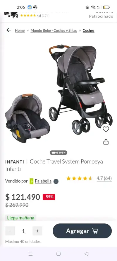 Coche Infanti azul con portabebé - miniatura 6