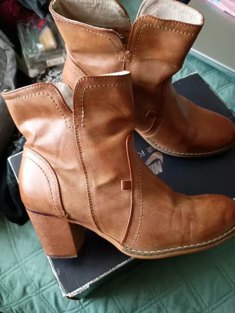 Botines de cuero camel - 1