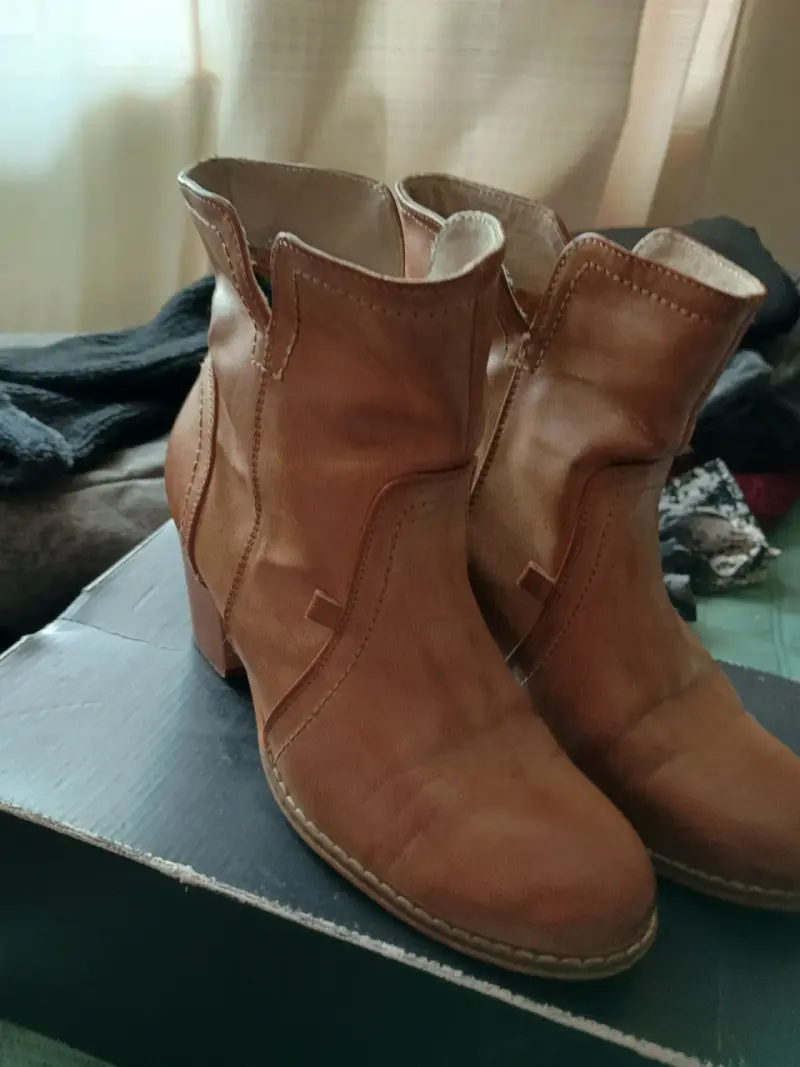 Botines de cuero camel - 3