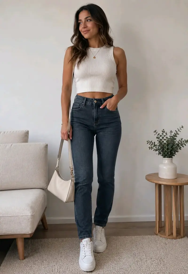 Jeans azul oscuro de mujer - 1