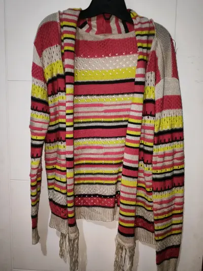 Cardigan colorido de rayas con flecos - miniatura 2