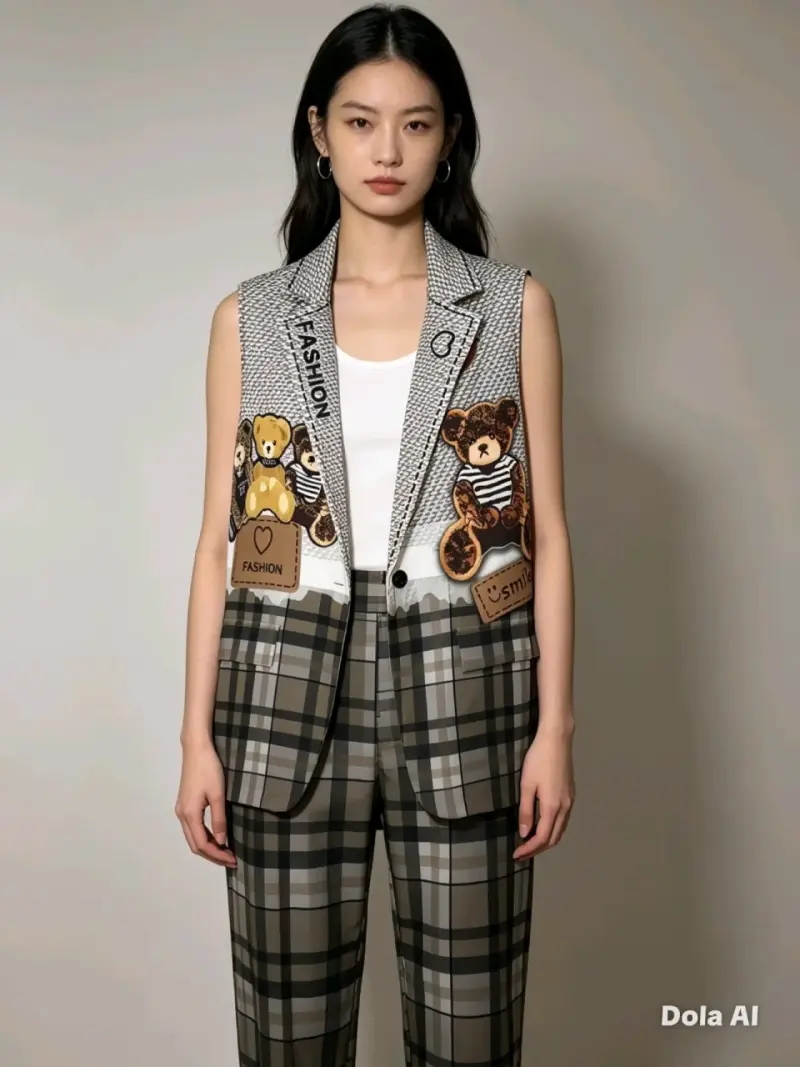 Chaleco de moda con estampado de osos - 1
