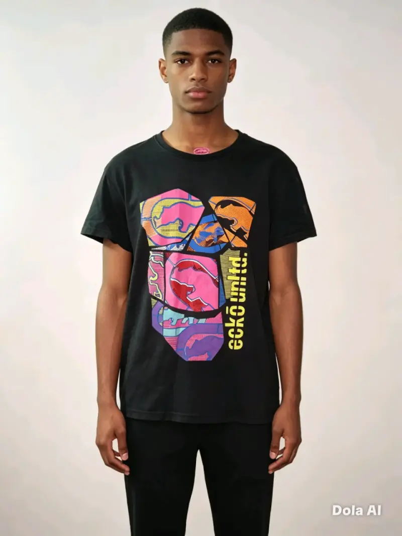 Polera negra con diseño gráfico - 1