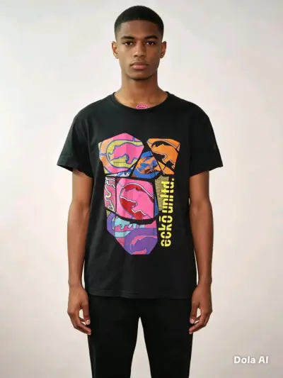 Polera negra con diseño gráfico - miniatura 1